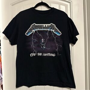 Black Metallica Ride the Lightning T-Shirt Size L